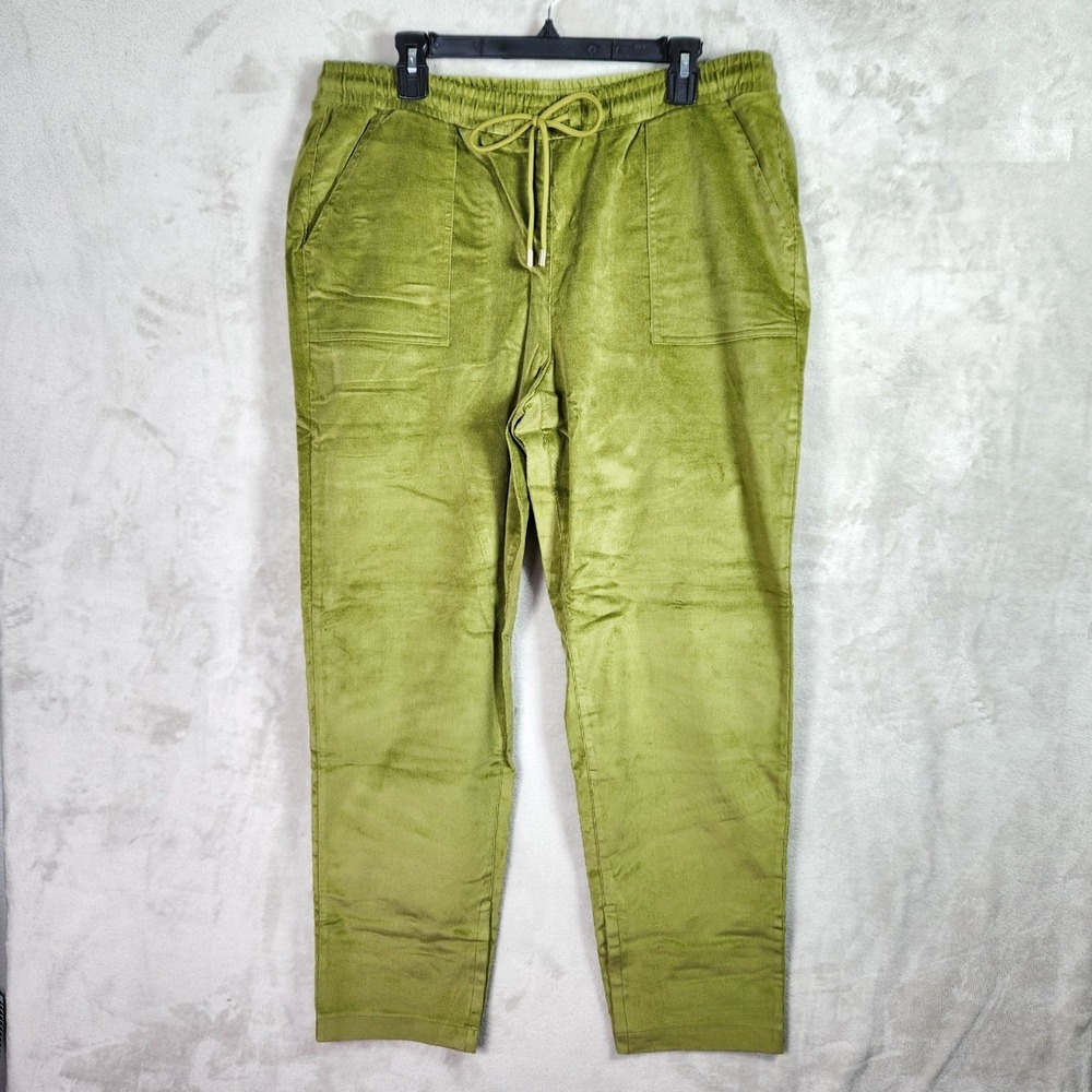 Denim&Co Corduroy Womens Large Rich Olive Adaptive Heritage Pull On Pant A619393